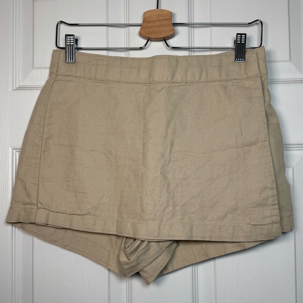 GAP Linen Blend Wrap Skort Beige Mini Shorts Petite 4P